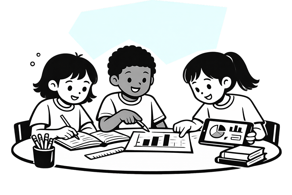 Students collaborating in a small group